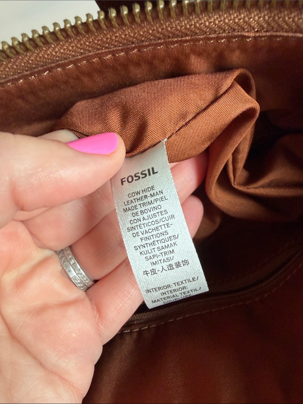 Fossil Rust Brown Leather Backpack Tote - Picture 6 of 7